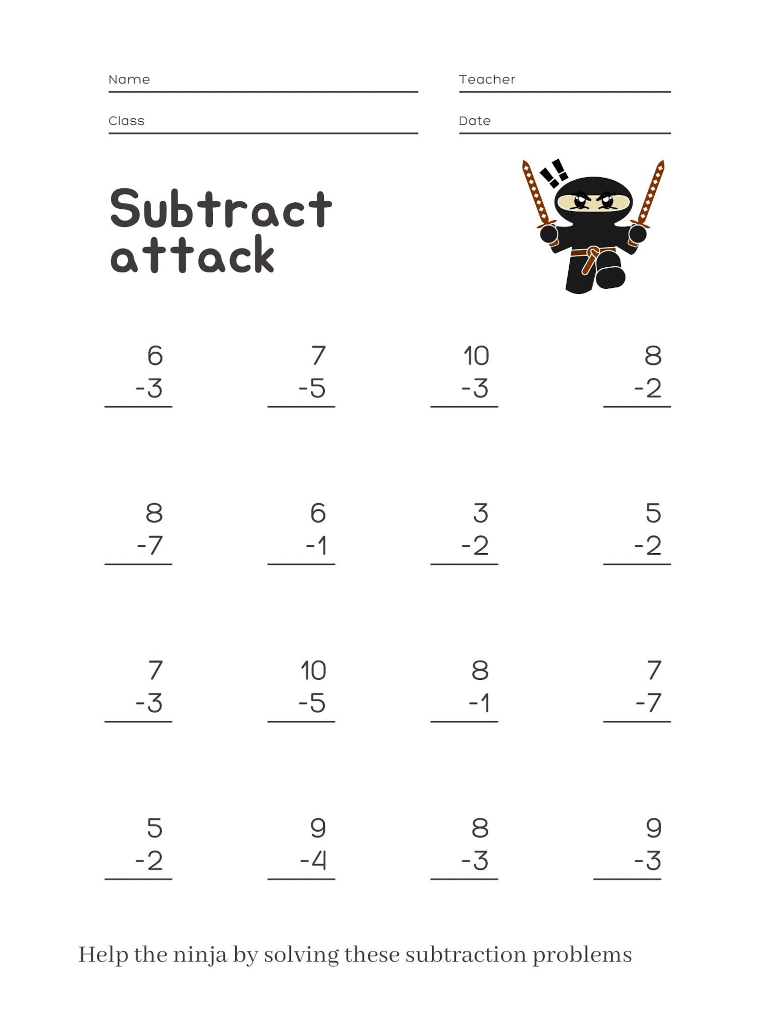 3-page-ninja-worksheets-for-kindergarten-students-etsy