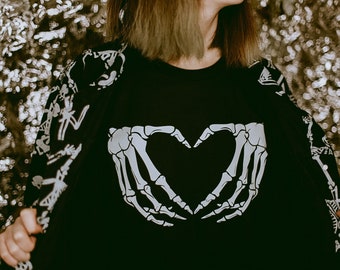 Skellie Hands Heart / Valloween / Skeleton / Valentines Day Shirt / Emo / Scene