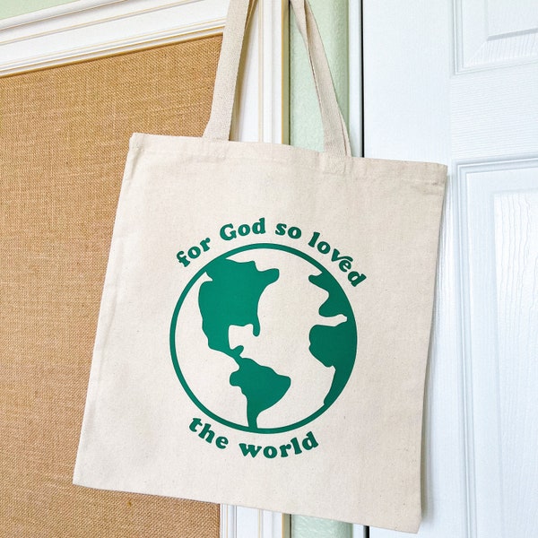 For God So Loved The World Tote Bag // Tote Bag, Canvas Tote Bag, Handbag