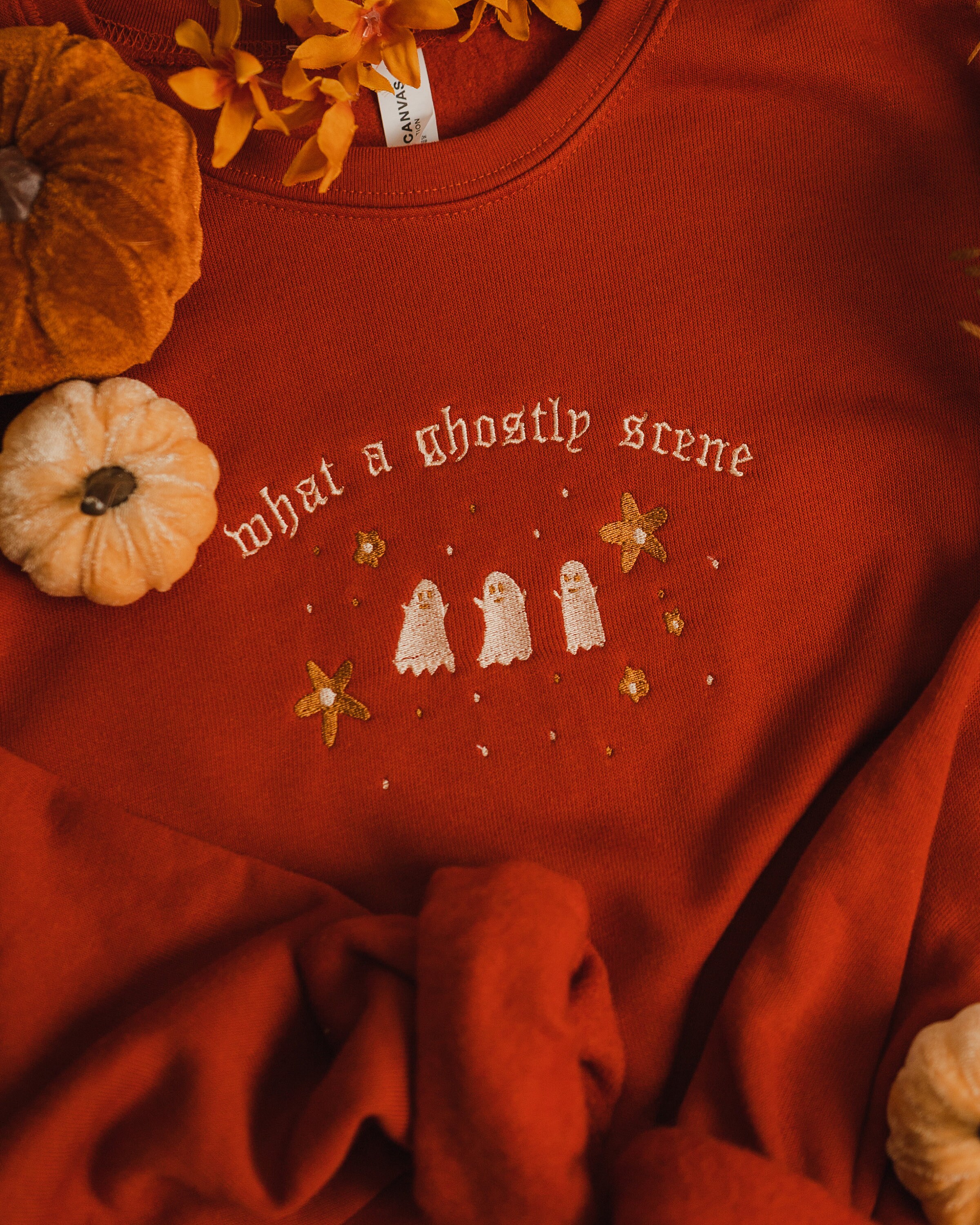 What a Ghostly Scene Embroidered Halloween Sweatshirt Etsy UK
