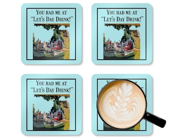 Sie hatten mich am Lets Day Drink Korkuntersetzer, Vintage Picknick Illustration