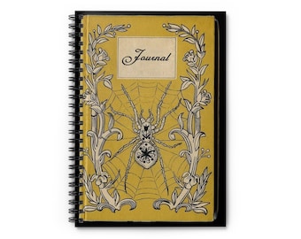 Vintage Spider Journal spiral notebook | ruled lined notebook, arachnid web cover