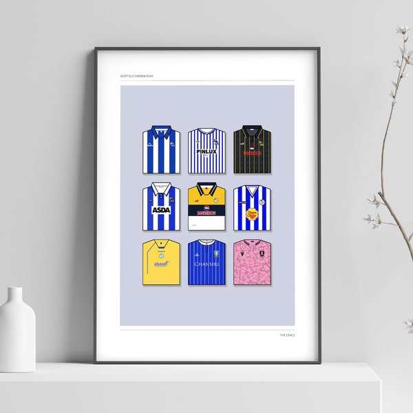 Sheffield Wednesday Inspired Shirt Print. Football History Shirt Print |Football Print, Wall Art, Home Decor Poster, Football Gift, Unframed