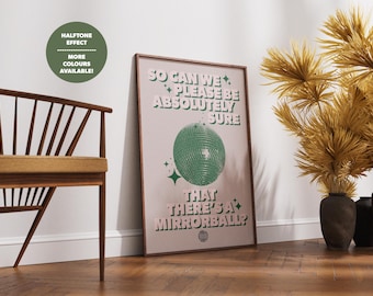 Impresión de letra "There'd Better Be A Mirrorball" / Efecto de semitono / Impresión de letra / Póster musical / Impresión de letra AM / Impresión de canción / Regalo musical