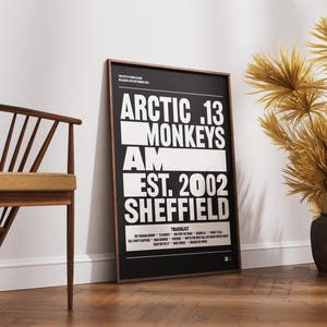 Stampa dell&#39;album tipografico ispirato agli Arctic Monkeys / Stampa dell&#39;album AM / Poster musicale / Stampa dell&#39;album / Poster tipografico / Regalo musicale / Senza cornice