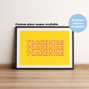 Yorkshire Typography Print | Custom Place Names Print | Minimalist Yorkshire Print | Wall Print | Typography Poster | Home Decor | Unframed