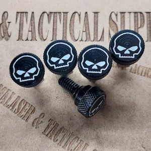 NEW BIGGER SIZE Hollow Skull Combo Harley Seat & License Plate Bolts