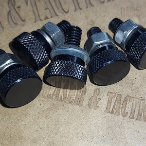 NEW BIGGER SIZE Black Combo Harley Seat & License Plate Bolts