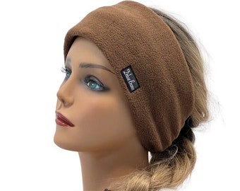 Fleece Headbands,Chocolate Double Layered Ear Warmer,Winter Headbands,Ear Fleece Warmer,Headband for Winter Activities,Made in USA