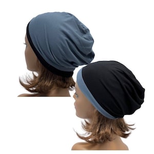 Bamboo Reversible Hat for Chemo,Unisex Headwear,Bamboo Hat for long hair or hair loss,Chemo Head Wrap,Hat for any season,Silky Beanie