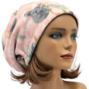 Fleece Beanie with Bamboo RED lining, Winter Cute Warm Cozy Winter Beanie,Soft and Warm Winter Beanie,Ear Warmer,Slouchy Beanie