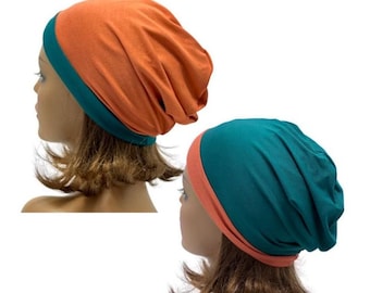 Bamboo Reversible Hat for Chemo,Unisex Headwear,Bamboo Hat for long hair or hair loss,Chemo Head Wrap,Hat for any season,Silky Beanie