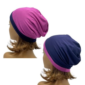 Bamboo Reversible Hat for Chemo,Unisex Headwear,Bamboo Hat for long hair or hair loss,Chemo Head Wrap,Hat for any season,Silky Beanie