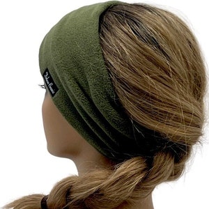 Fleece Headbands,Dark Olive Fleece Headband,Double Layered Ear Warmer,Ear Fleece Warmer,Headband for Winter Activities, Ear Warmer