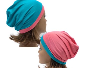 Bamboo Reversible Hat for Chemo,Unisex Headwear,Bamboo Hat for long hair or hair loss,Chemo Head Wrap,Hat for any season,Silky Beanie