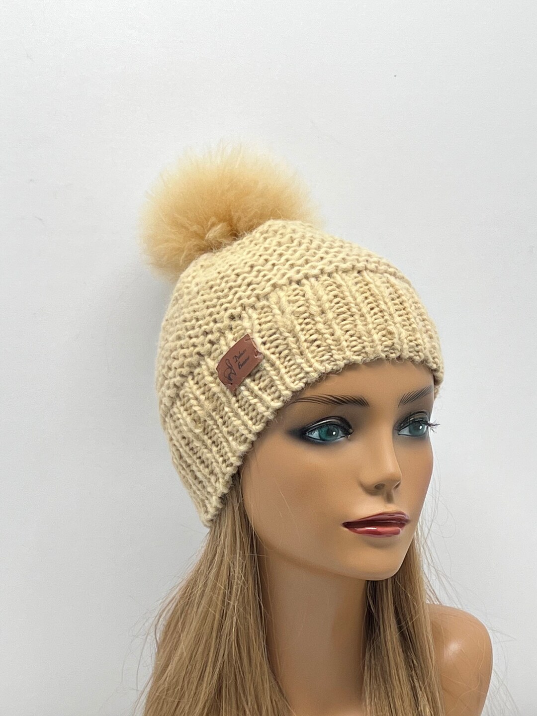 Hat Knit Alpaca Pompoms main image 0