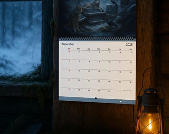 Wildlife Art Calendar 2026, Pacific Northwest Forest, Gift for Nature Lovers, Animal Art