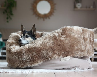 Dog snuggle bed | Furry sleep nest | Burrow bed for small and medium pets
