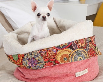 Boho Burrow Dog Bed | Reversible Puppy Snuggle Bag