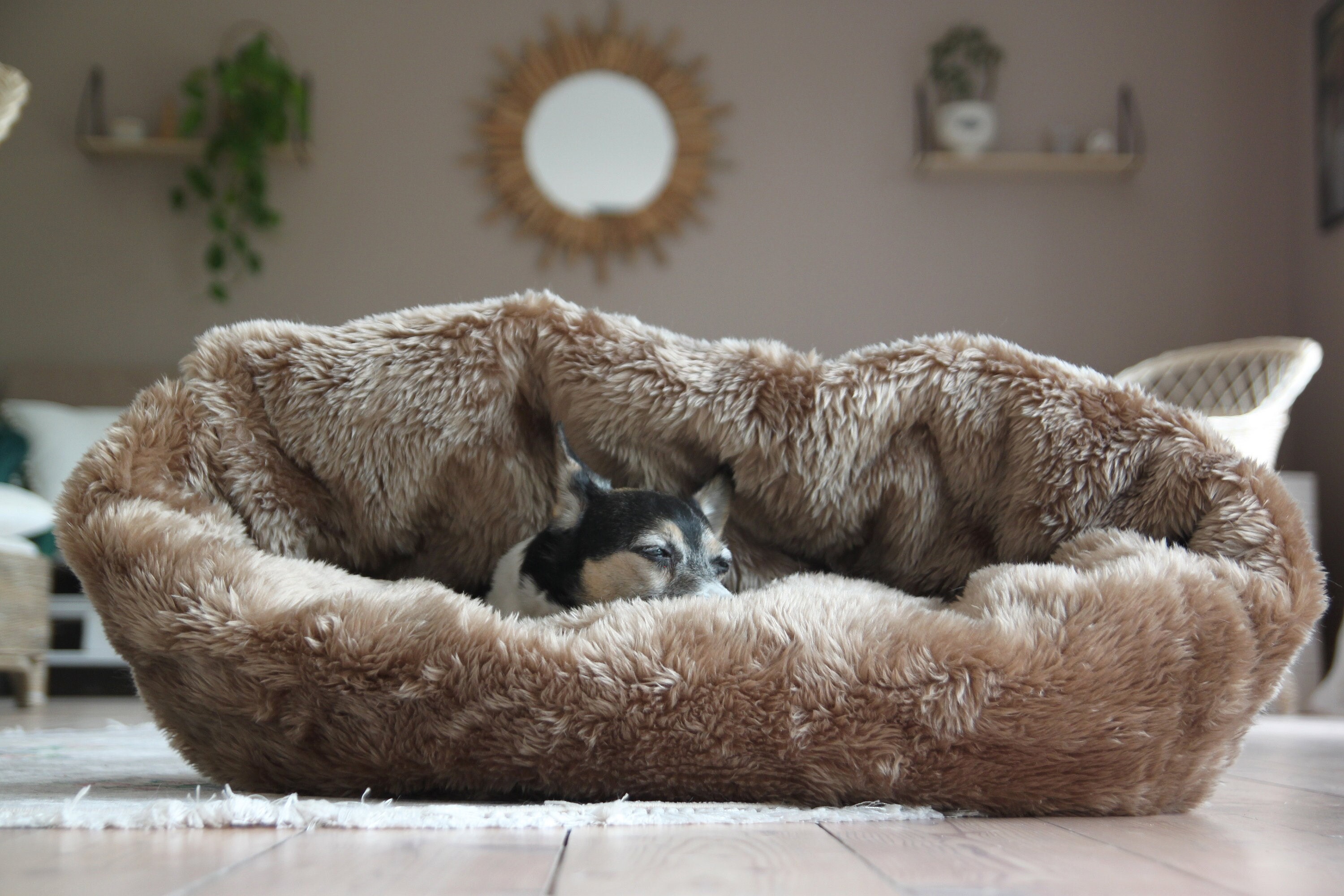 Dog Snuggle Bed Furry Sleep Nest Burrow Bed for Small and Etsy Australia