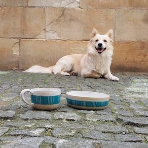 Ceramic dog bowl | Food and water pet bowl | Stoneware bowl | Handmade pottery for pets