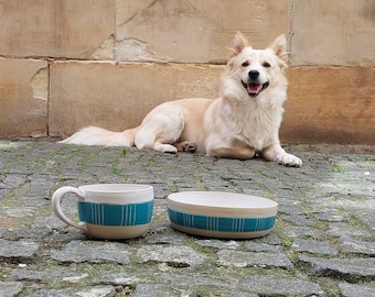 Ceramic dog bowl | Food and water pet bowl | Stoneware bowl | Handmade pottery for pets