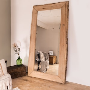 Large solid oak mirror, made-to-measure in France by Moblo Design. FREE DELIVERY