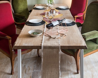 Maßgeschneiderter Tisch aus massiver Eiche, hergestellt in Frankreich von Moblo Design KOSTENLOSE LIEFERUNG