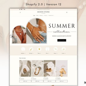 Jewelry Shopify Theme, Aesthetic Shopify Theme, White Shopify Website Design, Chic Shopify Design, Jewelry Website Design, Shopify Theme 2.0