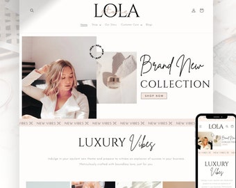 Luxury Shopify Theme | White & Pink Boutique Website Design | Boho Customizable Shopify Template with Editable Canva Banners | Shopify 2.0
