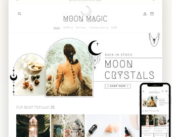 Spiritual Shopify Theme Template, Boho Crystal Design