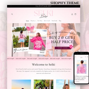 Shopify Theme for Clothing & Fashion – Cute Feminine Boutique Store Template – Women&#39;s Apparel Shopify 2.0 - Clothing Editable Canva Banners