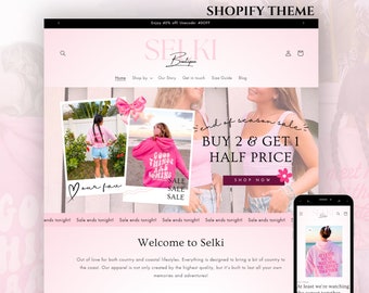 Shopify Theme for Clothing & Fashion – Cute Feminine Boutique Store Template – Women's Apparel Shopify 2.0 - Clothing Editable Canva Banners