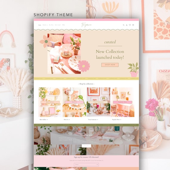 Shopify Theme Template, Lux Shopify boutique, Cute & Bright Website Design, Candle, Jewelry, Apparel, Boho colorful pastel Shopify Website