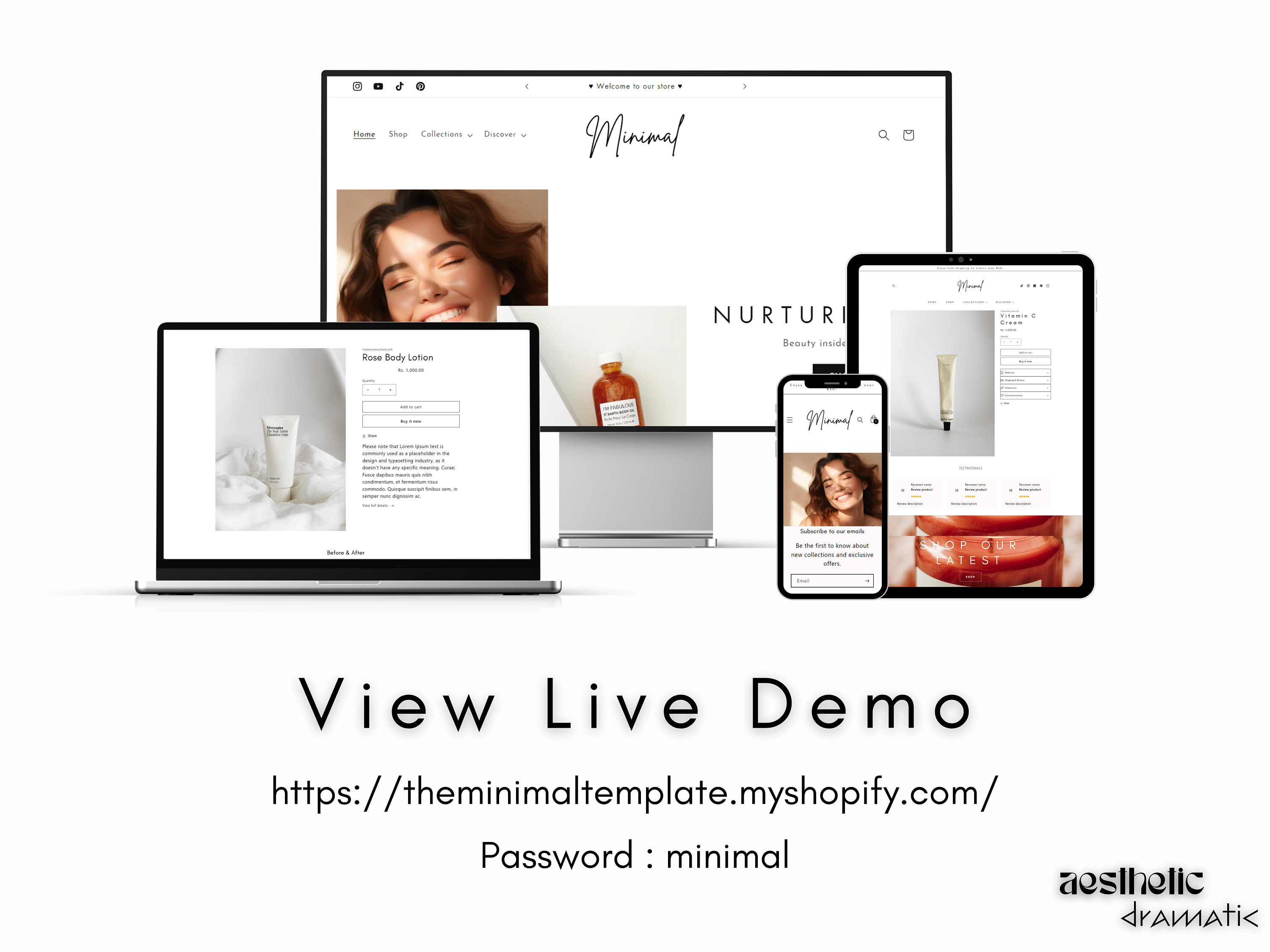 Minimal Shopify Website, Aesthetic Shopify Theme, Clean Shopify