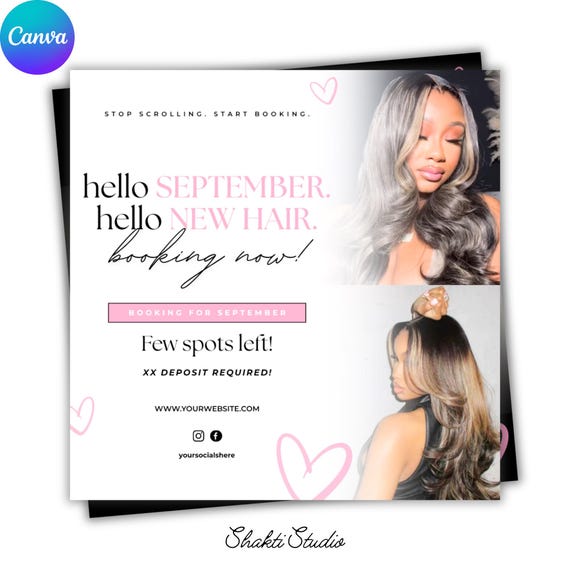 Fall Booking Flyer Template | September Books Open Flyer for Hair and Lash Business