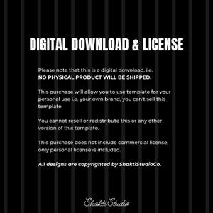 May include: Black and white graphic with the text "DIGITAL DOWNLOAD & LICENSE". The text explains that it is a digital download, no physical product will be shipped, and is for personal use only. The Shakti Studio logo is at the bottom.