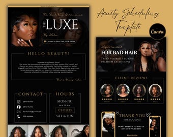 Hair Stylist Acuity Scheduling Template, Dark Canva Theme (Digital Download)