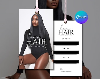 Hair Tag Template, Editable Hair Tag, DIY Hair Hang Tag Design, Hair Extension Tags, Hair Business Tags, Hair Packaging, Hair Branding Kit