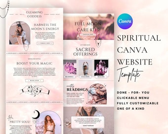 Spiritual Canva Website Template, Pink Canva Sales Page Template, Canva Landing Page, Spiritual One Page Canva Website, Tarot Reader Website