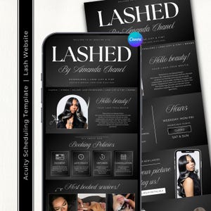 Lash artist acuity scheduling template, Lash tech booking website | Hair, Nails, Braids, Wigs, Makeup artists | Canva Editable