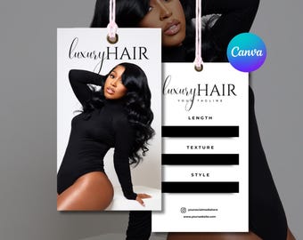 DIY-haarhangtagontwerp, haarbrandingontwerp, bewerkbaar haartag, bundeltagontwerp, bundeltag, canvas, haarmarketing, luxe haartag