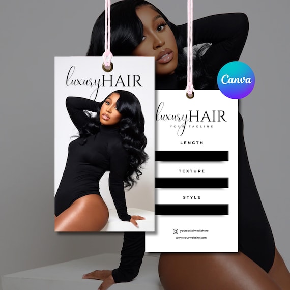 DIY Hair Hang Tag Design, Hair Branding Design, Editable Hair Tag, Bundle Tag Design, Bundle Tag, Canva, Hair marketing, Luxury Hair Tag