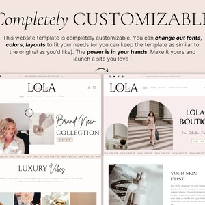 Luxuriöses Shopify-Theme | Boutique-Website-Design in Weiß und Rosa | Anpassbare Shopify-Vorlage im Boho-Stil mit editierbaren Canva-Bannern | Shopify 2.0 Bild 5