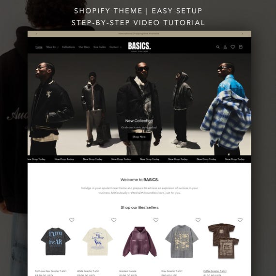 Luxury Clothing Shopify Theme | Dark Fashion Store Template | Streetwear & Boutique Shopify 2.0 Theme | Easy Setup + Customizable | Website