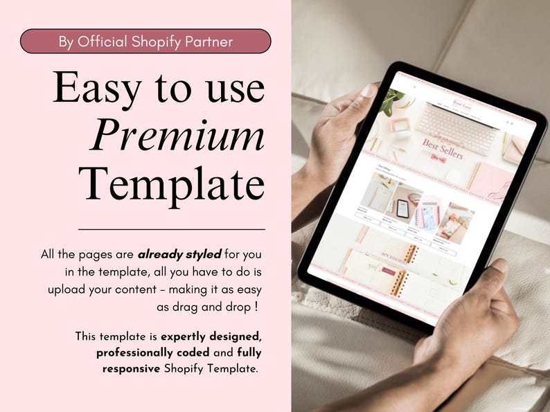 Pink Shopify Theme, Rose Gold Website Template Design, Feminine Shopify Theme Website, Shopify Store Banners, Luxury Shopify Website, Pink image 4