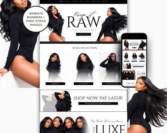 Hair Website Banners Shopify Template Hair Banner Design Template Shopify Luxury Hair Design Premade Shopify Banner DIY Website banner Canva