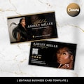 Luxury Hair Business Card Template | Editable Canva Design for Hair Stylists | Beauty Salon Nails Lash Wig Braider QR Code Business Card