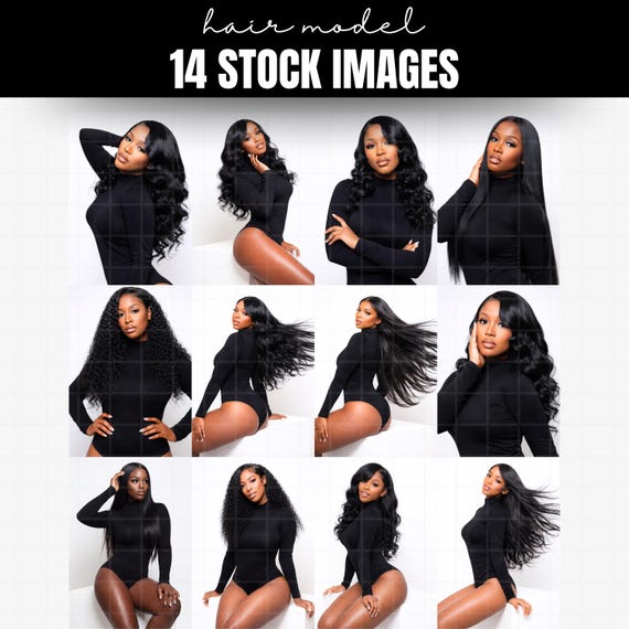 Hair stock photos African American Model images, melanin hair photos, wig extension luxury website hair business photoshoot images bundle ai