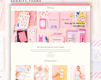 Luxury Shopify Theme Template | Feminine Boutique Website Design with Pastel & Boho for Craft, Candle, Jewelry, Apparel, Stationary, Digital